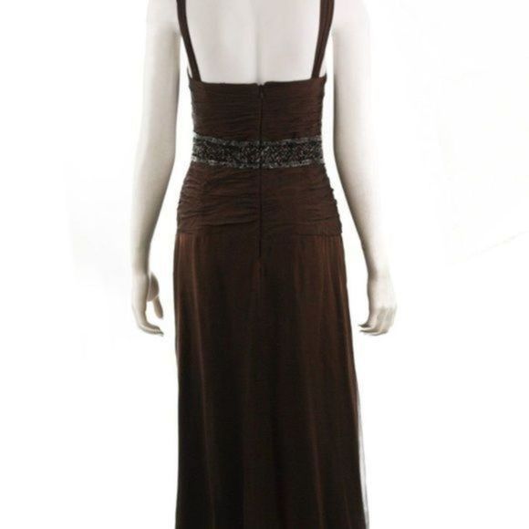 LIANCARLO COUTURE Beaded Brown Silk Long Evening Gown Size 8 - Picture 5 of 9